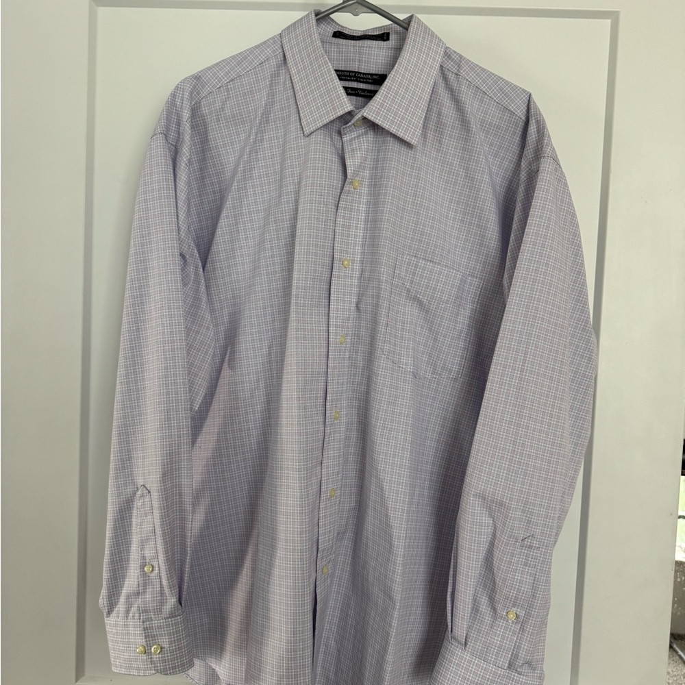 Blue and White Dress Shirts Formal Cotton Blend
